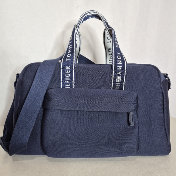 Tommy Hilfiger Navy Neoprene Tote Bag / Weekender Bag Adjustable Crossbody Strap - Picture 1 of 16